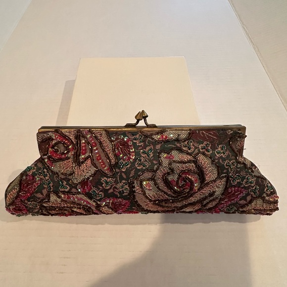 Coldwater Creek Rose Patterned Beaded Clutch - Picture 1 of 9
